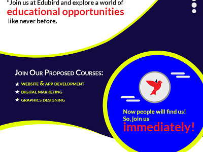 "Until now, we were searching for you, now it's your turn to appdevelopmentcourse careergrowth careeropportunities digitalmarketingcourse edubird educational educationforall graphicdesigncourse joinnow joinus newhorizonsineducation varanasi webdevelopmentcourse