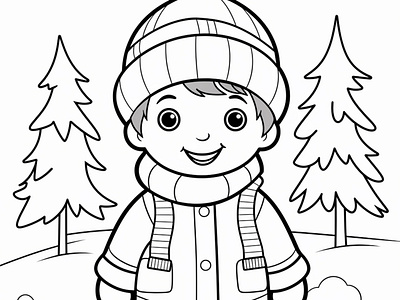 Cute Winter Kids Coloring Pages for KDP adult coloring book coloring book coloring book for adult coloring book for kids coloring page cute winter kids design drawing graphic graphic design handdrawing kdp content kids coloring book line art line drawing unique coloring page vector art vector illustration