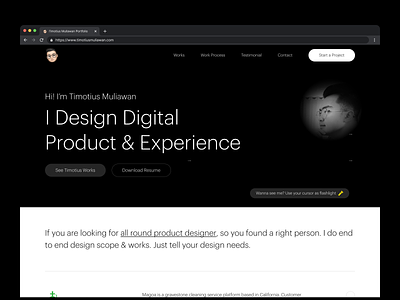 Timotius Muliawan Website Portfolio black and white clean design landing page minimalist personal website portfolio simple ui ui ux ux web design website website portfolio