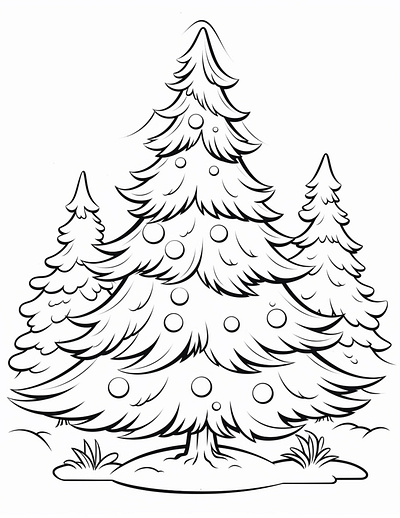 Christmas Tree Coloring Pages for Kids adult coloring book christmas tree christmas tree coloring page coloring book coloring book for adult coloring book for kids coloring page design drawing graphic graphic design hand drawing kdp content kids coloring book line art line drawing unique coloring page vector art vector illustration