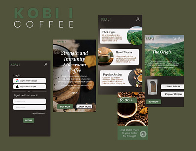 KOBII Coffee graphic design logo mobile app ui ux