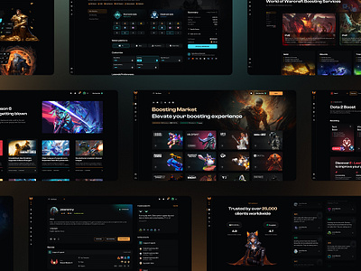 Boosting Market creative dark dashboard design esports gaming orange ui ux