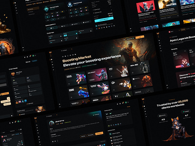 Boosting Market creative dark dashboard design esports gaming orange ui ux