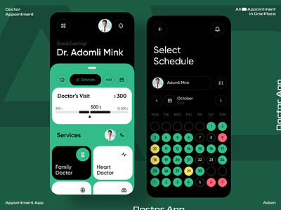 Doctors Dashboard App app app design app ui dark ui doctor doctor appointment app doctor service app healthcare medical medical app ui ux