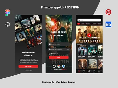 Movie Film UI-REDESIGN 3d branding graphic design logo motion graphics ui