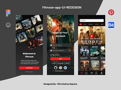 Movie Film UI-REDESIGN 3d branding graphic design logo motion graphics ui