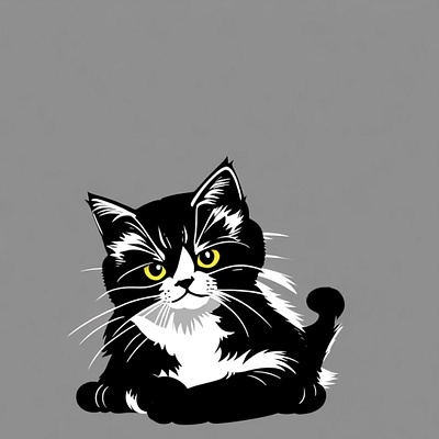 A black and white cat 3d animals cat cute design graphic design happy illustration nature ui