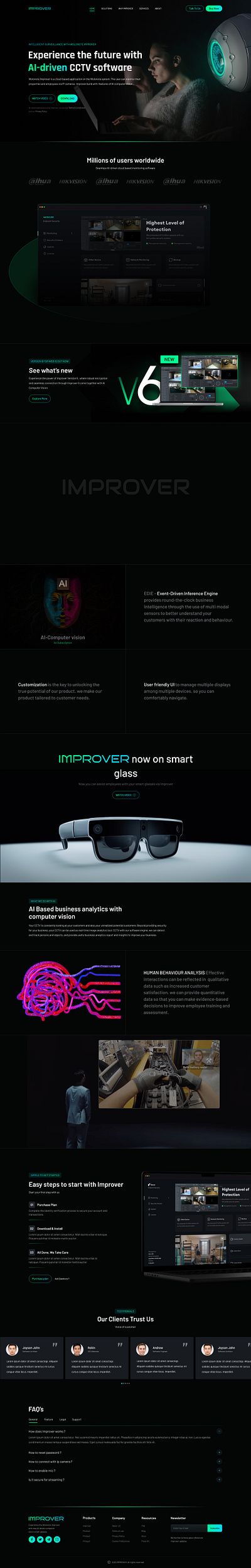 IMPRO: Landing Page cctv dark theme landing page