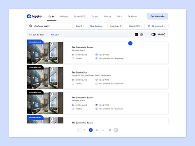HopPho - Real Estate Listings Design blue filter grid ui map real estate listings real estate website real estates web design website