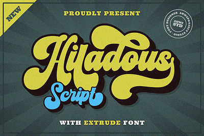 Hiladous - Retro Script with Extrude label font