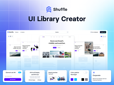 📚 UI Library Creator — Original take on Generative UIs. design landing landing pages low code no code page shuffle tailwind ui ux web tool