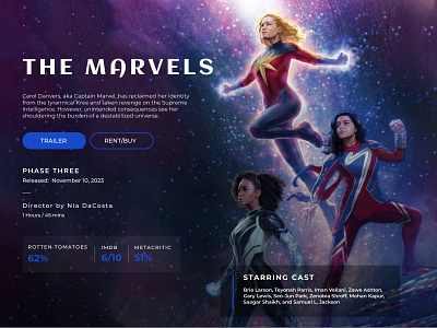 The Marvels : Landing page 3d branding graphic design motion graphics ui