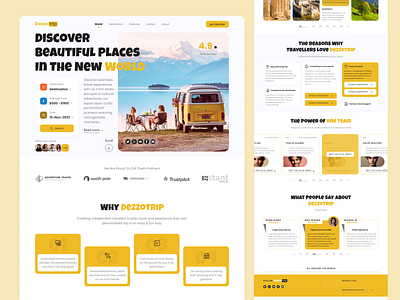 DezzoTrip - Travel Agency Landing Page graphic design landing page landing page design minimal popular product design tour website travel travel website trending ui ui design ux design web ui website website design yellow