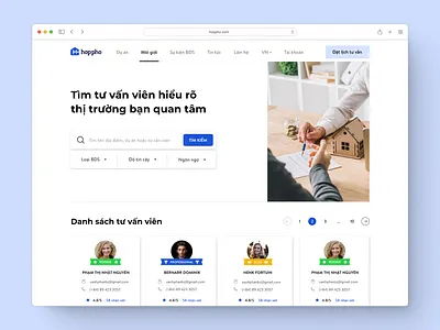 HopPho | Real Estate Agent Search agency branding real estate real estate agent search ui web design website