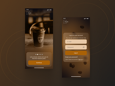 Coffeshop app login mobileapp onboarding ui uidesign