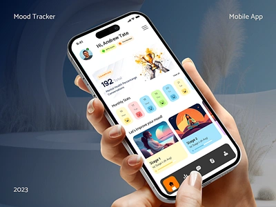 Mood Tracker Mobile App UI Design app ui design figma healthcare mental health ai mindfullness mobile app mobile app design mobile app ui mobile app ui design mood tracker mood tracker app mood tracker app design mood tracker mobile app mood tracking app tracker ui uiux ux virtual care wellness