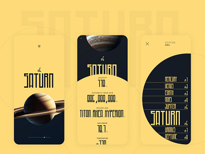 Sol Series: Saturn app app design colour design flat colour mobile planet saturn space stats ui ui design universe user interface ux visual design yellow
