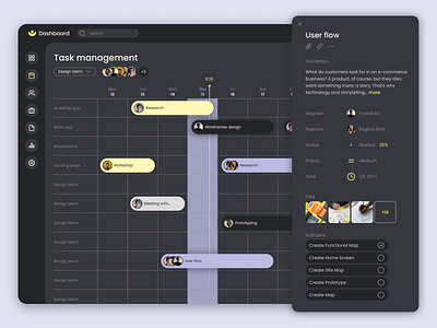 Dashboard task management admin collaboration dashboard design interface layout management navigation sidebar task tasks team ui uxui