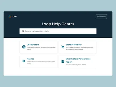 Loop Help Center Interface Design fintech intercom