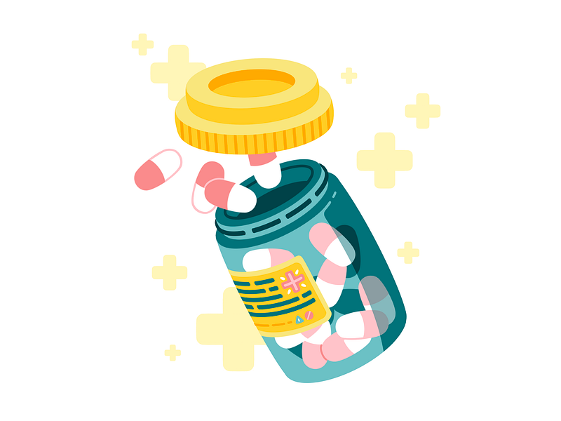 Pills capsule cure disease health icon illness illustration medecine medical pillbox pills procreate remedy sticker tablet thierry fousse