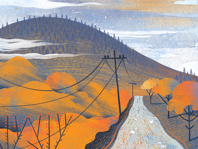 Country road fireart fireart studio gartman illustration landscape mountain road texture