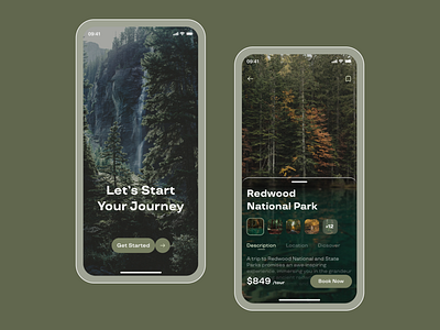 Outdoor travel - App concept animation app color concept design forest outdoor travel trip ui