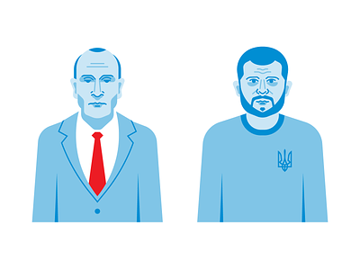 Putin and Zelensky beard character coat of arms criminal editorial flat illustration portrait putin russia spot illustration suite terrorist tie ukraine vector war zelensky