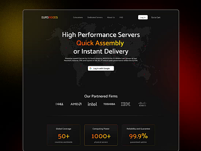 Landing Page Design | Euronodes - Web Hosting dark dark mode dark website homepage design landing landingpage saas startup ui ui dark uxui webdesign website