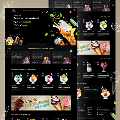 Ice-Cream Website Landing Page Design design graphic design responsive design ui ux web design website design