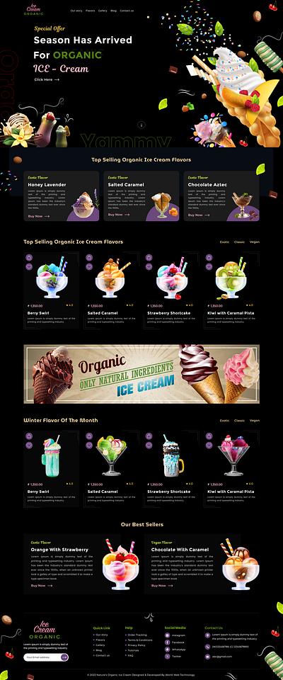 Ice-Cream Website Landing Page Design design graphic design responsive design ui ux web design website design