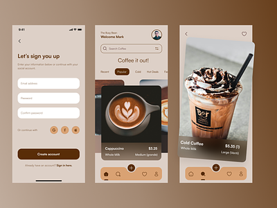 Coffee Mobile App Concept coffee app concept app creative design graphic design mobile app design ui uiux ux