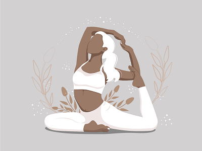 Yoga black girl in a sports suit card design graphic design illustration pose