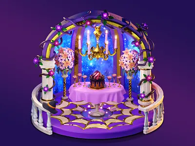 Spooky Ballroom 3d ballroom blender cake cartoon celebration cozy cute flowers halloween isometry render spider