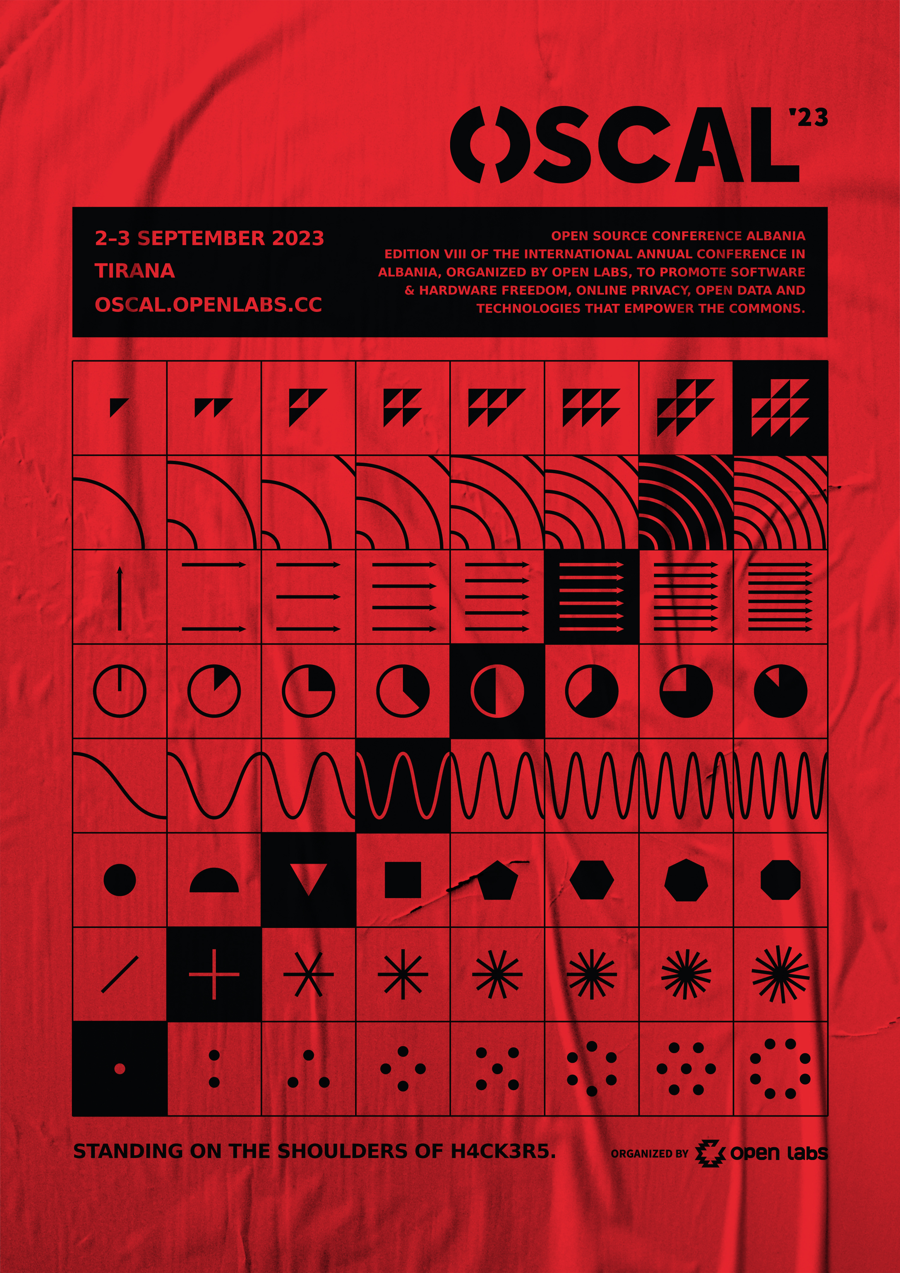 OSCAL 2023 albania branding conference floss graphic graphic design hacker hackers hackerspace online privacy open labs open labs hackerspace open source oscal oscal 2023 privacy tirana visual identity
