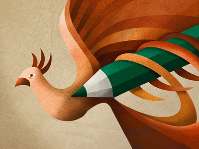 Creative flight bird ilustration pencil procreate