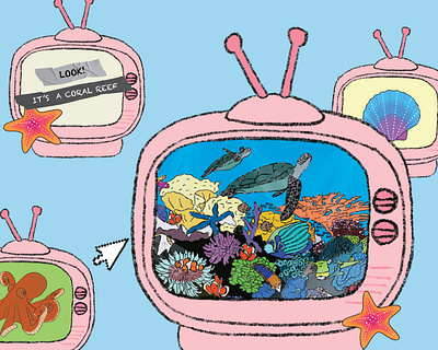 UNDER THE SEA - INTERACTIVE CHILDREN PLAY BOX branding collage graphic design logo