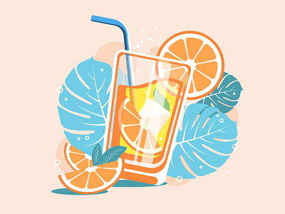 Lemonade cocktail drink card cold design graphic design illustration orange vector