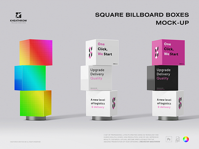 SQUARE BILLBOARD BOXES MOCK-UP brand cubic delivery identity logo presentation