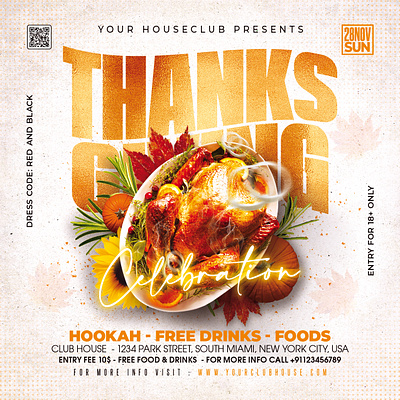 Thanksgiving Day Flyer autumn day autumn leaves club club flyer event facebook post flyer template holiday instagram instareel ladies night night club party social media post thanksgiving thanksgiving day thanksgiving day 2023 thanksgiving day party thanksgiving party turkey party