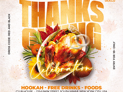 Thanksgiving Day Flyer autumn day autumn leaves club club flyer event facebook post flyer template holiday instagram instareel ladies night night club party social media post thanksgiving thanksgiving day thanksgiving day 2023 thanksgiving day party thanksgiving party turkey party