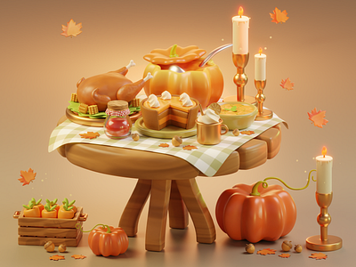 Thank You!💙💛 3d animation art blender design graphic design greetings holiday illustration thanksgiving