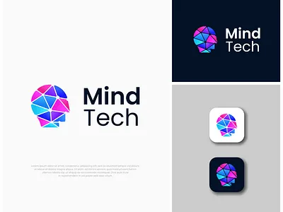Mind Tech Logo brain connect connection data design digital face graphic design head human innovation intelligence logo logo design mind network people science tech technology