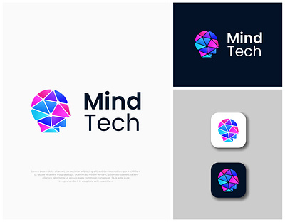 Mind Tech Logo brain connect connection data design digital face graphic design head human innovation intelligence logo logo design mind network people science tech technology