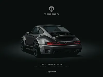 TEDSON MOTORS poster branding bucket clean design flat illustration logo porsche poster slick vector
