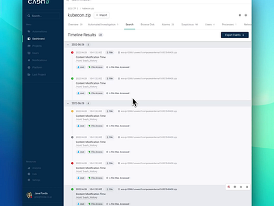 Cado Security - Timeline UI animation animation app dashboard ui ux