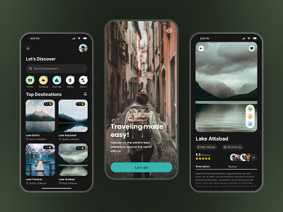 Travel App Design | Dark Version app design dark mode dark version travel app design ui user experience user interface uxui design