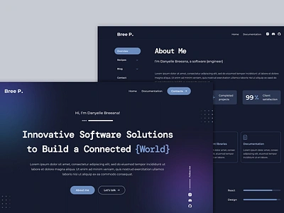 Software engineer portfolio website about component dark developer documentation graphic design homepage landing page minimal modern personal portfolio portfolio portfolio website resume software engineer trend ui design web design web developer website design