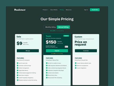 B2B SaaS Landing Page - Pricing b2b saas landing page saas ui ux website