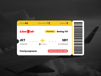 Boarding pass - DailyUI 024 boarding dailyui plane travel trip ui ux vacation