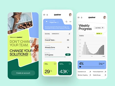 @Solver - Task Manager App app design application awsmd goal app habit monitoring productivity saas startup task management tracker ui ux user interface wellness